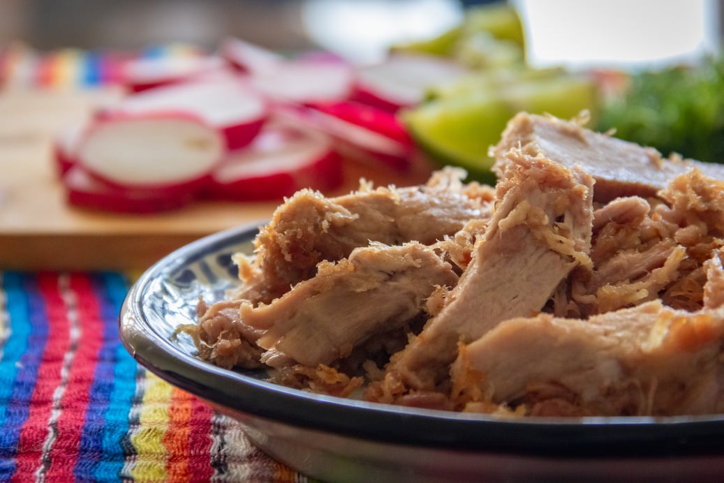 Carnitas-Pork Carnitas, Plate of traditional carnitas of Puebla